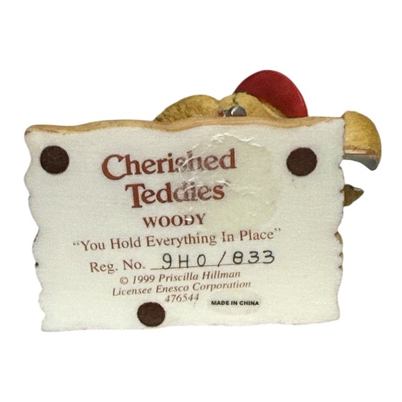 Cherished Teddies "Woody" Figurine,“You Hold Everything In Place” 1999 - Picture 5 of 5